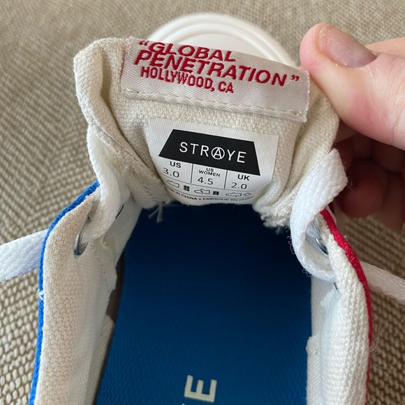Straye Logan Lace Up Patriotic Sneaker in Red, White, and Blue. Size 3. EUC. - Picture 7 of 15